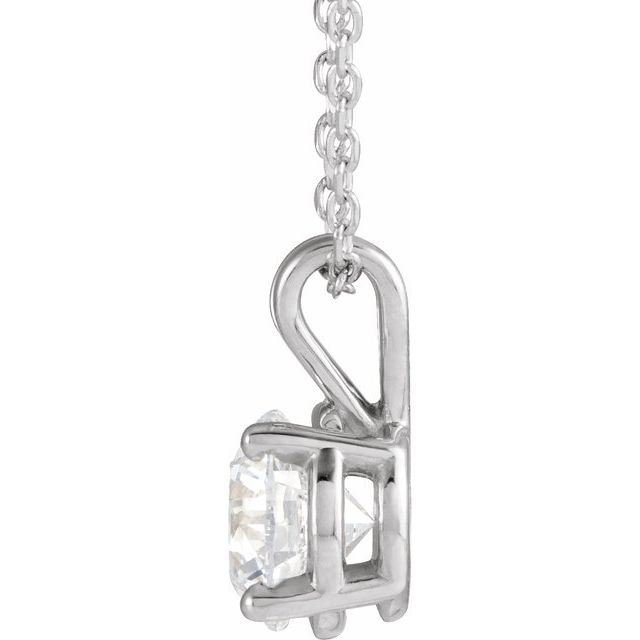 14K White  1 CT Lab-Grown Diamond Solitaire 16-18" Necklace