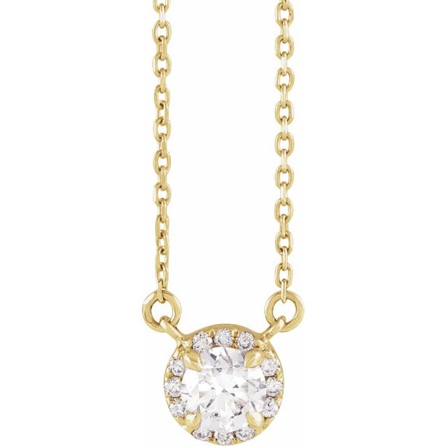 14K Yellow 3 mm Lab-Grown Diamond & .03 CTW Natural Diamond 18" Necklace