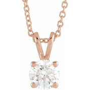 14K Rose  5/8 CT Lab-Grown Diamond Solitaire 16-18" Necklace
