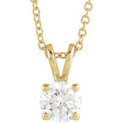 14K Yellow  5/8 CT Lab-Grown Diamond Solitaire 16-18" Necklace