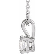 14K White  5/8 CT Lab-Grown Diamond Solitaire 16-18" Necklace