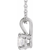 14K White  5/8 CT Lab-Grown Diamond Solitaire 16-18" Necklace