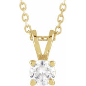 14K Yellow  1/4 CT Lab-Grown Diamond Solitaire 16-18" Necklace