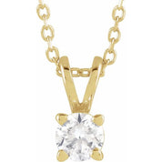 14K Yellow  1/4 CT Lab-Grown Diamond Solitaire 16-18" Necklace