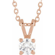 14K Rose  1/4 CT Lab-Grown Diamond Solitaire 16-18" Necklace