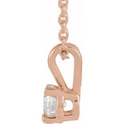 14K Rose  1/4 CT Lab-Grown Diamond Solitaire 16-18" Necklace