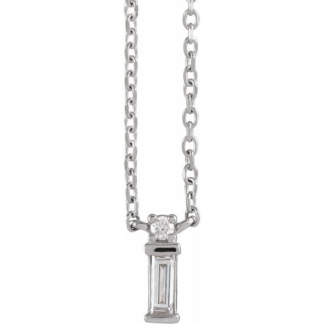 14K White .07 CTW Natural Diamond Bar 18" Necklace