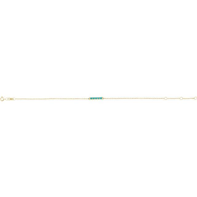 14K Yellow Natural Turquoise Bar 6 1/2-7 1/2" Bracelet