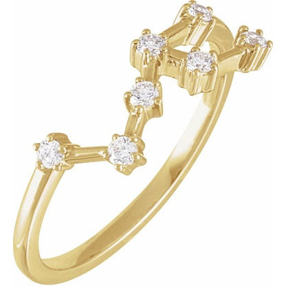 14K Gold Natural Diamond Constellation Rings - Stylish Zodiac Jewelry Collection