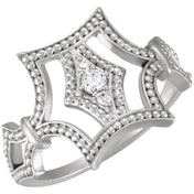 Sterling Silver .08 CTW Diamond Granulated Ring