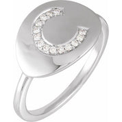 14K White .08 CTW Natural Diamond Initial C Ring