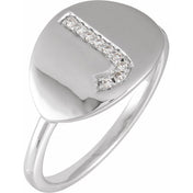 14K White .05 CTW Natural Diamond Initial J Ring