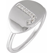 14K White .05 CTW Natural Diamond Initial J Ring