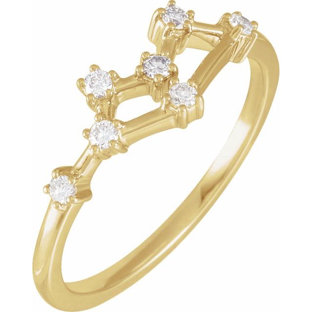 14K Gold Natural Diamond Constellation Rings - Stylish Zodiac Jewelry Collection