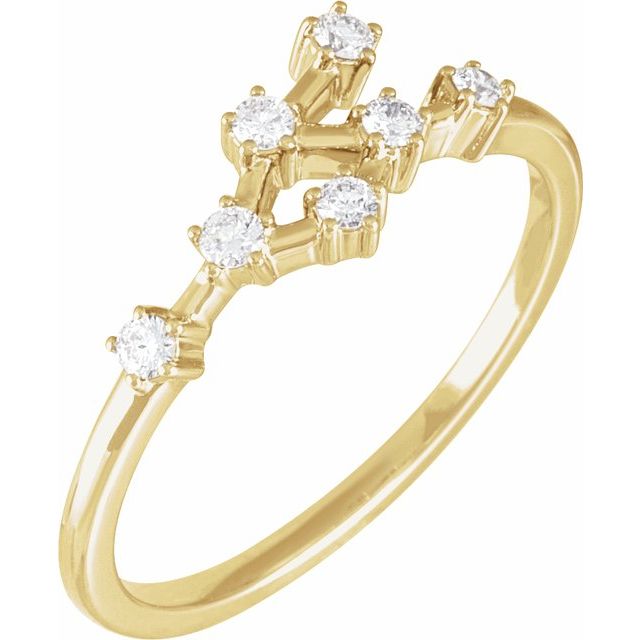 14K Gold Natural Diamond Constellation Rings - Stylish Zodiac Jewelry Collection