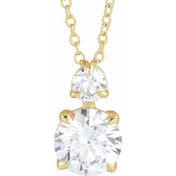 14K Lab-Grown Diamond Claw-Prong Necklace 16-18" with 1/4 to 1 CTW Diamond Weight