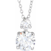 14K Lab-Grown Diamond Claw-Prong Necklace 16-18" with 1/4 to 1 CTW Diamond Weight