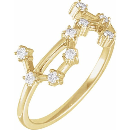 14K Gold Natural Diamond Constellation Rings - Stylish Zodiac Jewelry Collection