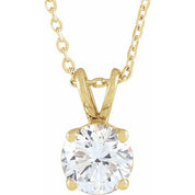 14K Yellow  7/8 CT Lab-Grown Diamond Solitaire 16-18" Necklace