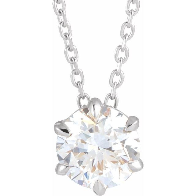 8 CT Lab-Grown Diamond Solitaire 16-18" Necklace