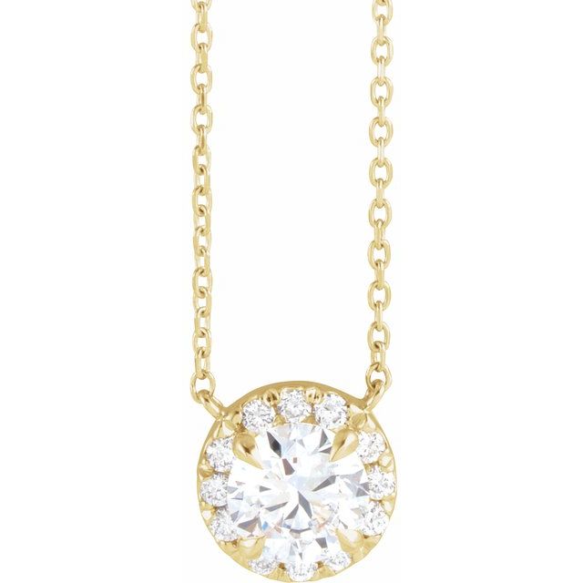 14K Yellow 3 mm Lab-Grown Diamond & .03 CTW Natural Diamond 18" Necklace