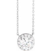 14K White 1 CTW Lab-Grown Diamond French-Set 16-18" Necklace