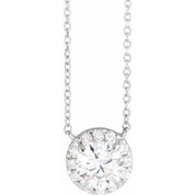 14K White 1 CTW Lab-Grown Diamond French-Set 16-18" Necklace