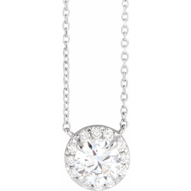 14K White 1 CTW Lab-Grown Diamond French-Set 16-18" Necklace