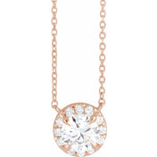 14K Rose 1 CTW Lab-Grown Diamond French-Set 16-18" Necklace