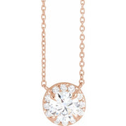 14K Rose 1 CTW Lab-Grown Diamond French-Set 16-18" Necklace