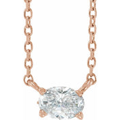 14K Lab-Grown Diamond Solitaire Necklace 16-18" with 1/4 to 1/2 CTW Diamonds