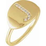 14K Yellow .05 CTW Natural Diamond Initial J Ring