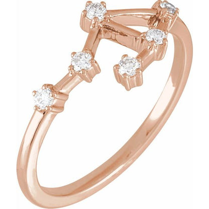 14K Gold Natural Diamond Constellation Rings - Stylish Zodiac Jewelry Collection