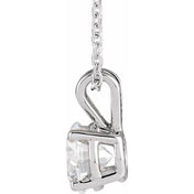 14K White  7/8 CT Lab-Grown Diamond Solitaire 16-18" Necklace