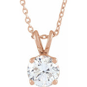 14K Rose  7/8 CT Lab-Grown Diamond Solitaire 16-18" Necklace