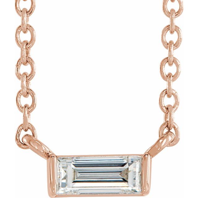 Natural Diamond Stackable Solitaire Necklace Adjustable 16-18" Series 88073