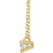 14K 3/8 CT Natural Diamond Solitaire Necklace 16-18"