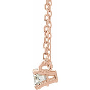 14K 3/8 CT Natural Diamond Solitaire Necklace 16-18"