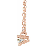 14K 3/8 CT Natural Diamond Solitaire Necklace 16-18"