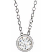 14K Lab-Grown Diamond Bezel-Set and Crescent Moon Necklace 16-18" Length