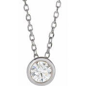 14K Lab-Grown Diamond Bezel-Set and Crescent Moon Necklace 16-18" Length