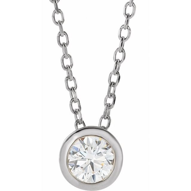 14K Lab-Grown Diamond Bezel-Set and Crescent Moon Necklace 16-18" Length