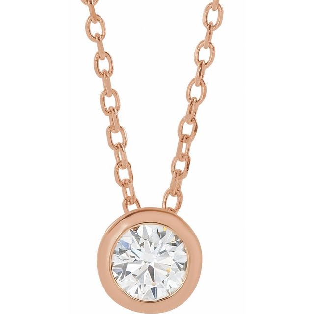 14K Lab-Grown Diamond Bezel-Set and Crescent Moon Necklace 16-18" Length