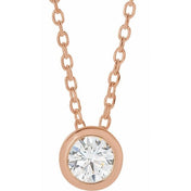 14K Rose 1/4 CT Natural Diamond Bezel-Set 16-18" Necklace