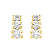 14K Yellow 3/8 CTW Natural Diamond Three-Stone Earrings