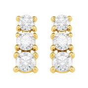 14K Yellow 7/8 CTW Natural Diamond Three-Stone Earrings