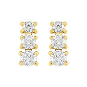 14K Yellow 1/4 CTW Natural Diamond Three-Stone Earrings