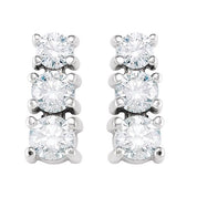 14K White 7/8 CTW Natural Diamond Three-Stone Earrings