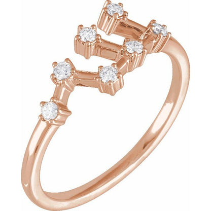 14K Gold Natural Diamond Constellation Rings - Stylish Zodiac Jewelry Collection