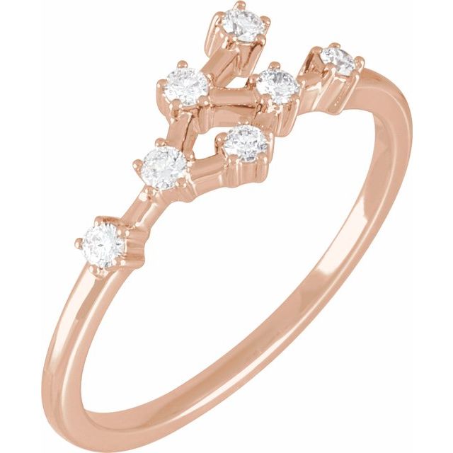 14K Rose Gold 1/5 CTW Natural Diamond Cancer Constellation Ring